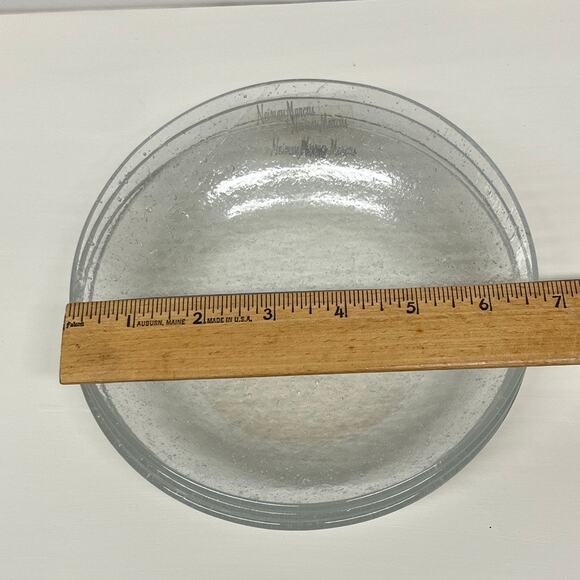 Nieman Marcus Clear Bubbled Glass Shallow Salad Dessert Bowl Set of 4 - Picture 5 of 5